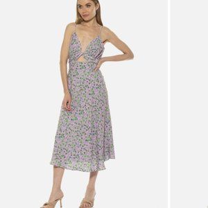 Alexia Admor Camila Floral Purple Midi Dress Sz 10